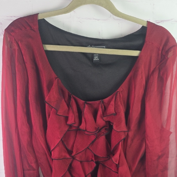 Dress Barn Red Ruffle Blouse - Picture 3 of 8